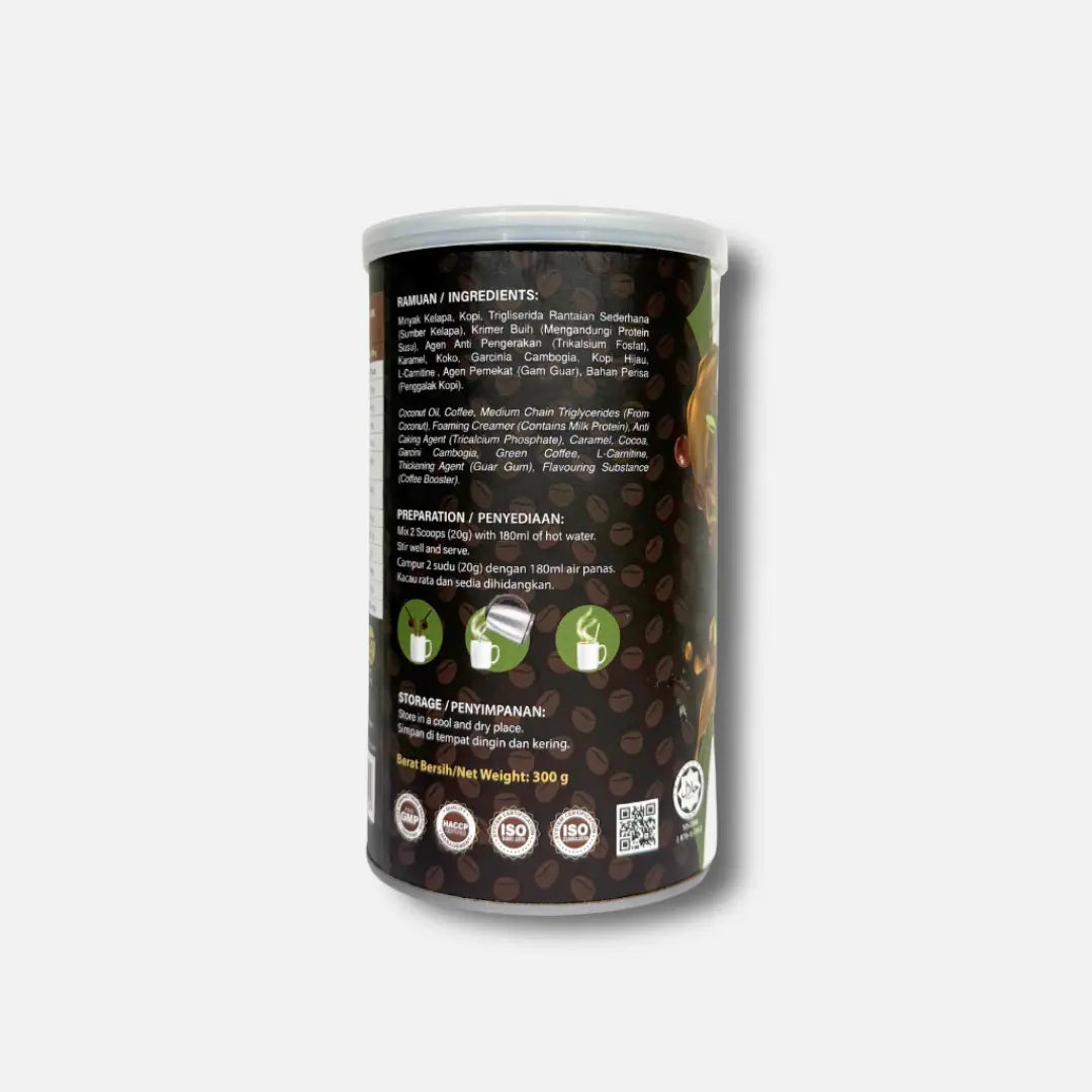 Ratusan MCT Coffee 300g – Low Caffeine Keto Coffee with Green Coffee, Garcinia & L-Carnitine