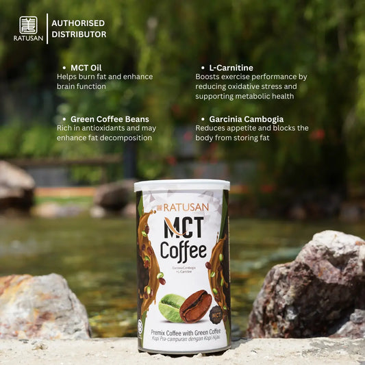 Ratusan MCT Coffee 300g – Low Caffeine Keto Coffee with Green Coffee, Garcinia & L-Carnitine